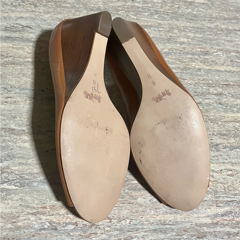 Coach GALA Women's Brown Peep Toe Wedge Heels - Picture 15 of 16